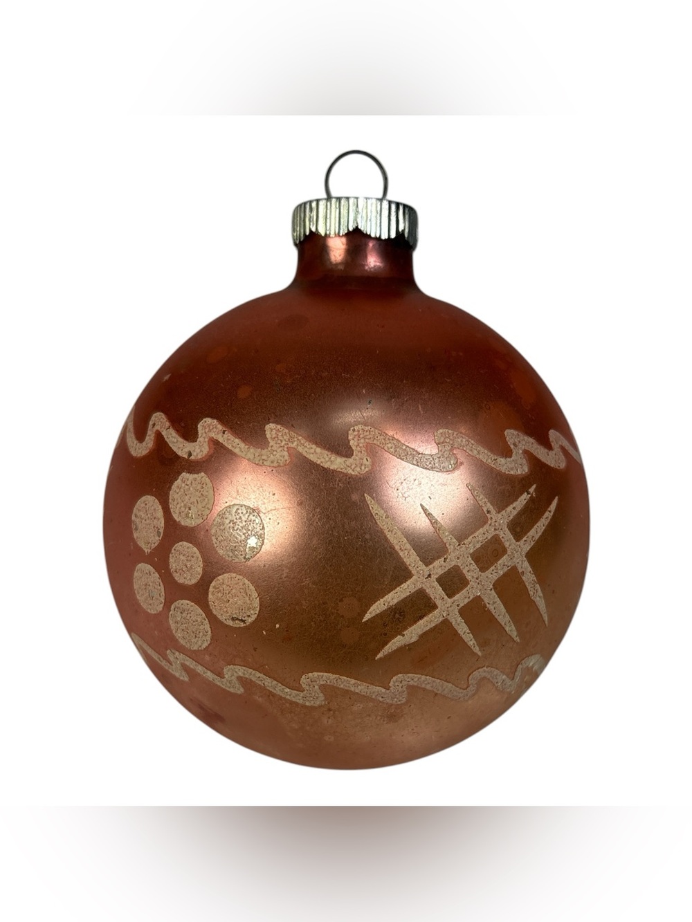 Vintage 3.25" Shiny Brite Pink Stencil Mercury Glass Christmas Ornament Ball